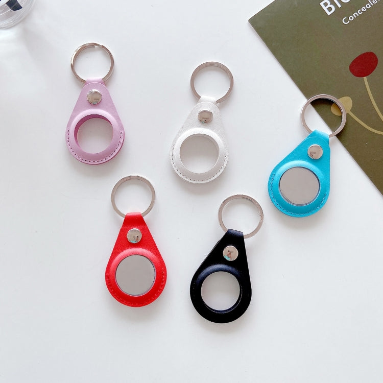Anti-scratch Imitation PU Shockproof Protective Cover Case with Keychain Ring Loop For AirTag