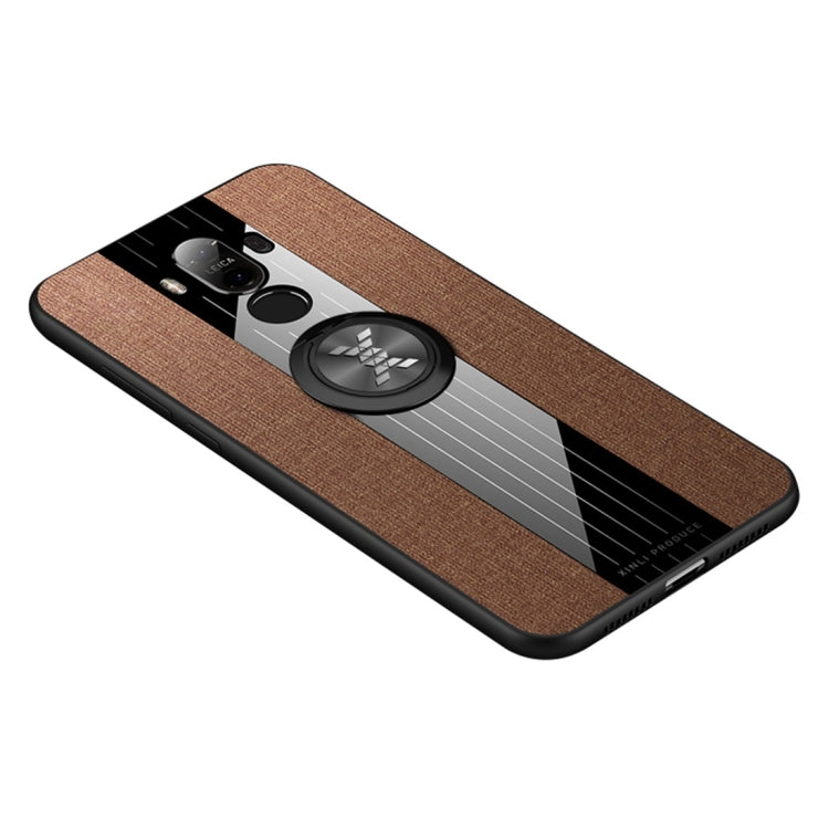 For Huawei Mate 9 XINLI Stitching Cloth Textue Shockproof TPU Protective Case with Ring Holder