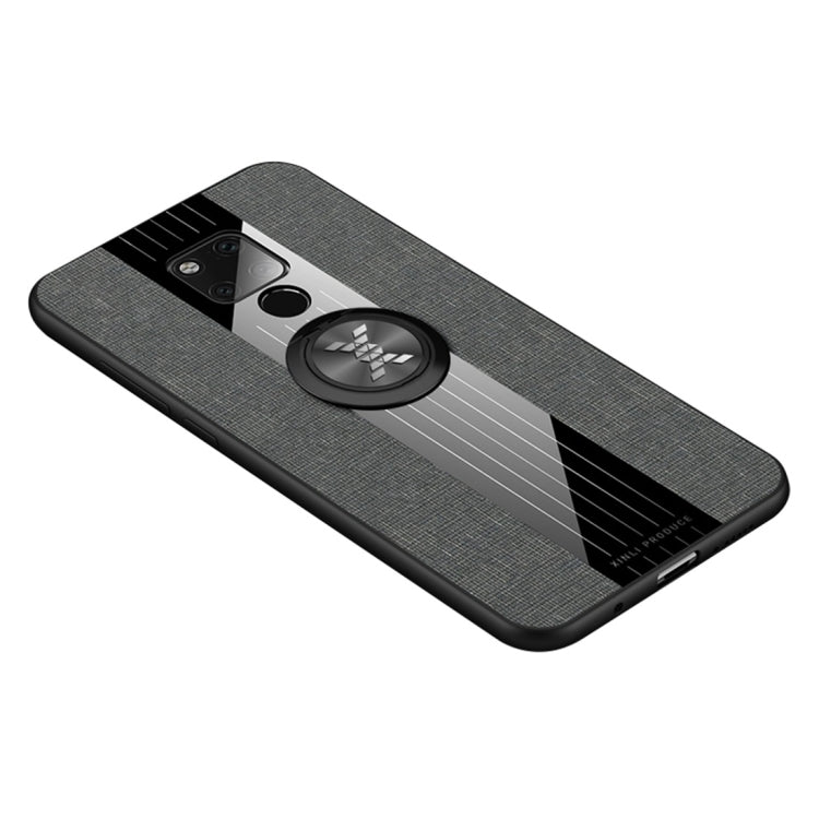 For Huawei Mate 20 X XINLI Stitching Cloth Textue Shockproof TPU Protective Case with Ring Holder
