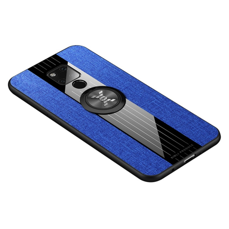 For Huawei Mate 20 X XINLI Stitching Cloth Textue Shockproof TPU Protective Case with Ring Holder