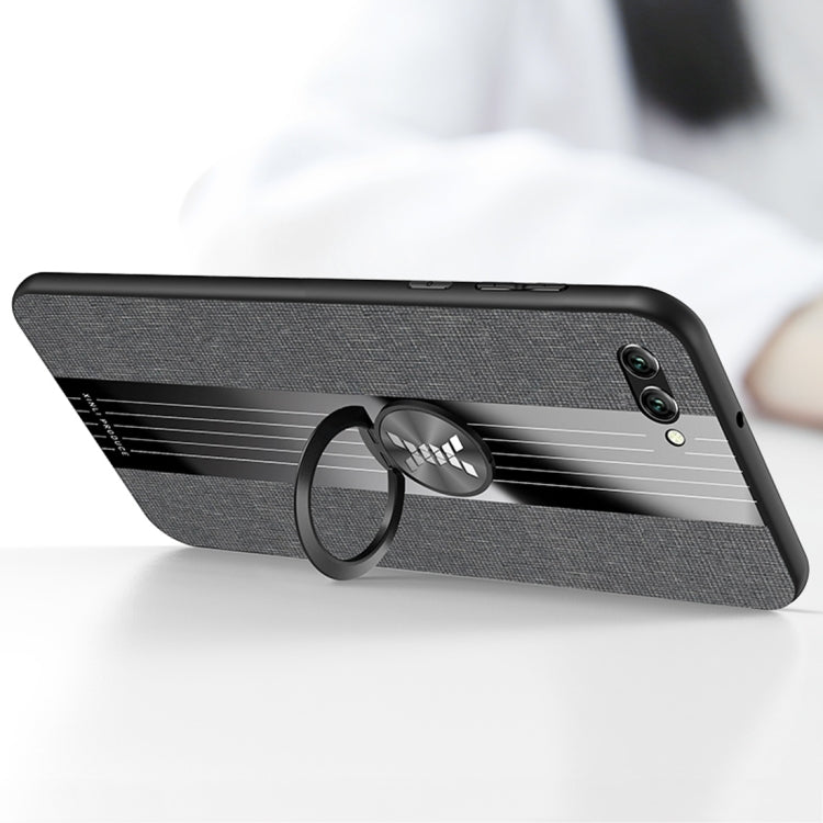 For Huawei nova 3e XINLI Stitching Cloth Textue Shockproof TPU Protective Case with Ring Holder