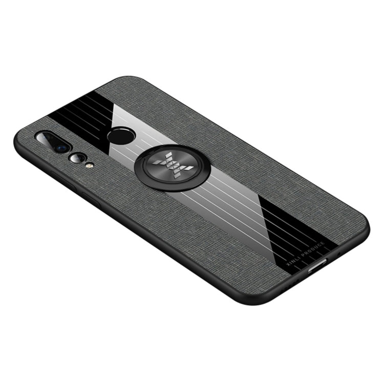 For Huawei nova 4 XINLI Stitching Cloth Textue Shockproof TPU Protective Case with Ring Holder