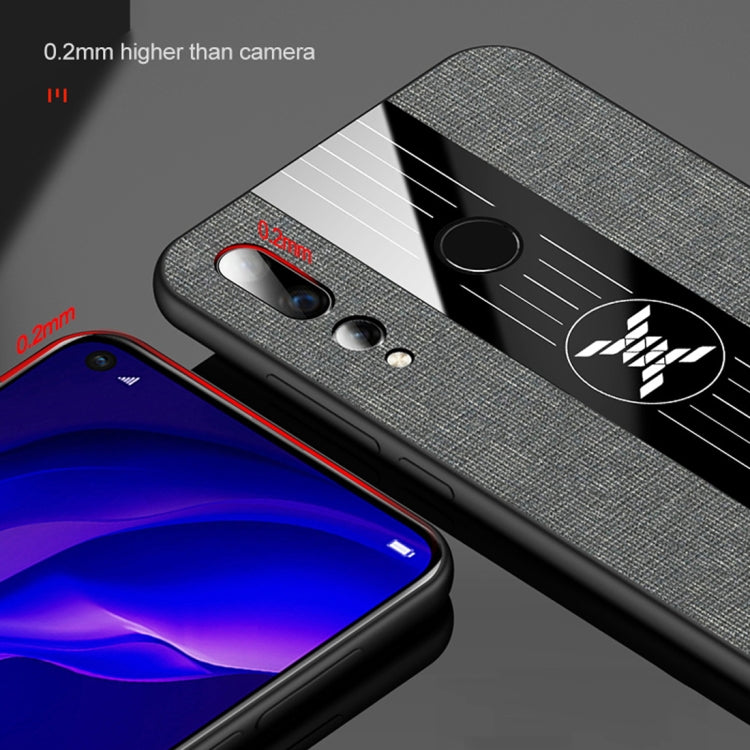 For Huawei nova 4 XINLI Stitching Cloth Textue Shockproof TPU Protective Case with Ring Holder