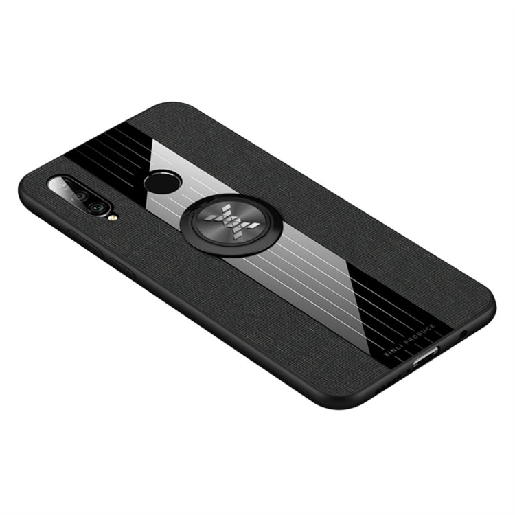 For Huawei nova 4e XINLI Stitching Cloth Textue Shockproof TPU Protective Case with Ring Holder