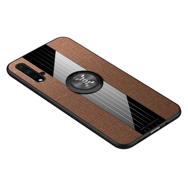 For Huawei nova 5 XINLI Stitching Cloth Textue Shockproof TPU Protective Case with Ring Holder