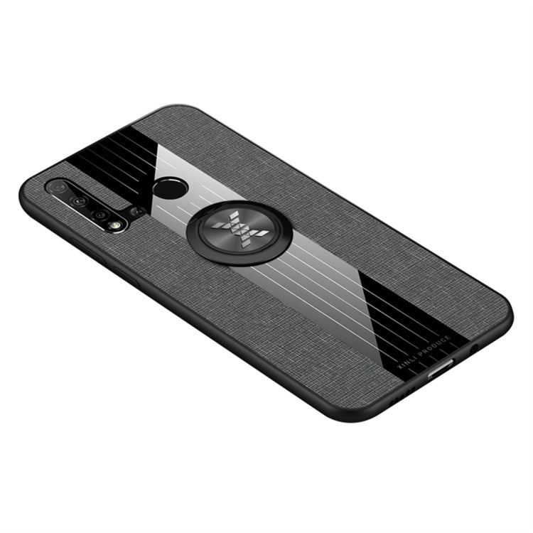 For Huawei nova 5i XINLI Stitching Cloth Textue Shockproof TPU Protective Case with Ring Holder