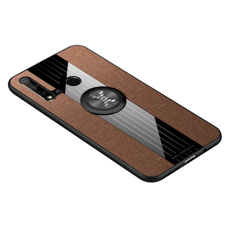 For Huawei nova 5i XINLI Stitching Cloth Textue Shockproof TPU Protective Case with Ring Holder