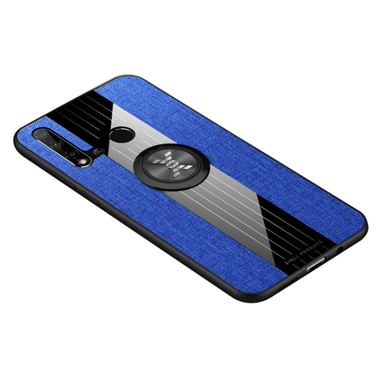 For Huawei nova 5i XINLI Stitching Cloth Textue Shockproof TPU Protective Case with Ring Holder