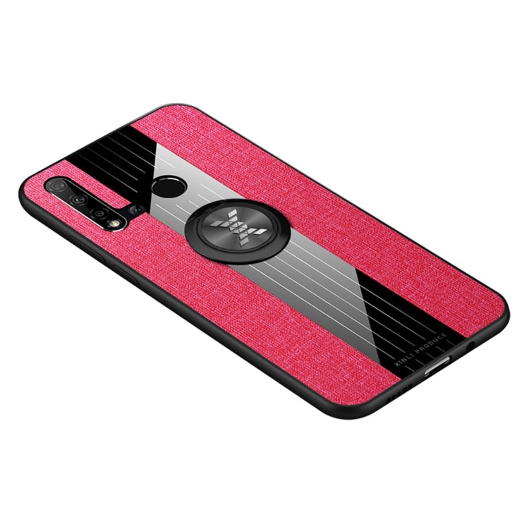 For Huawei nova 5i XINLI Stitching Cloth Textue Shockproof TPU Protective Case with Ring Holder