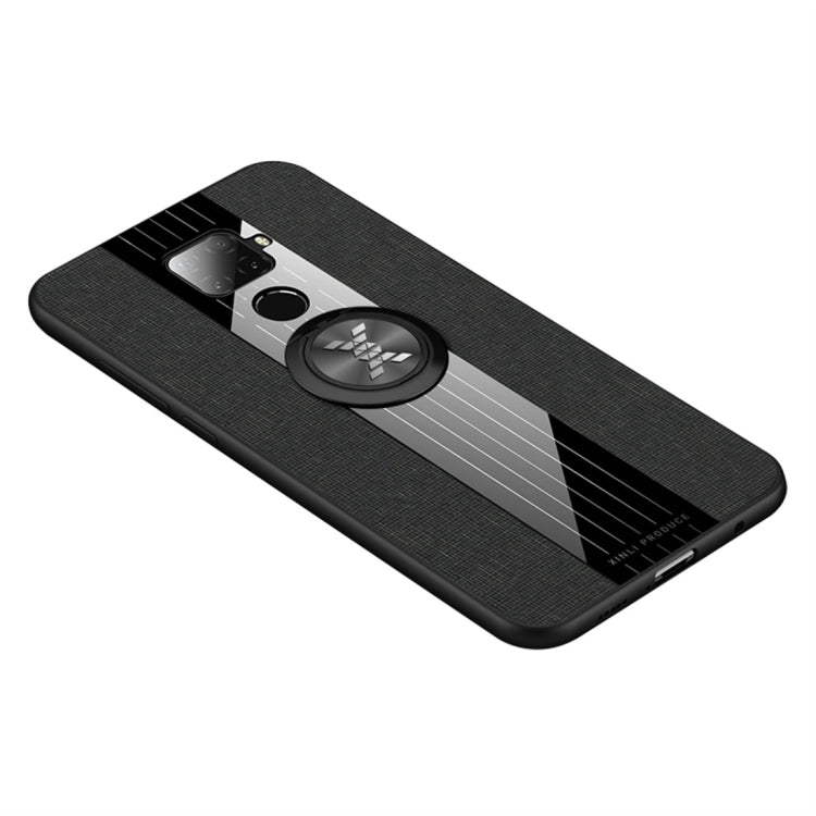 For Huawei nova 5i Pro XINLI Stitching Cloth Textue Shockproof TPU Protective Case with Ring Holder