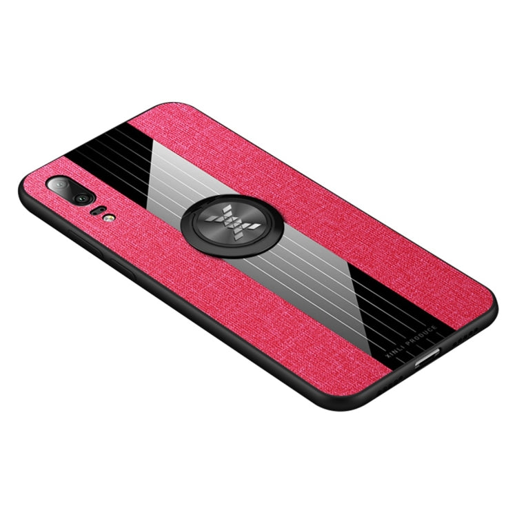 For Huawei P20 XINLI Stitching Cloth Textue Shockproof TPU Protective Case with Ring Holder