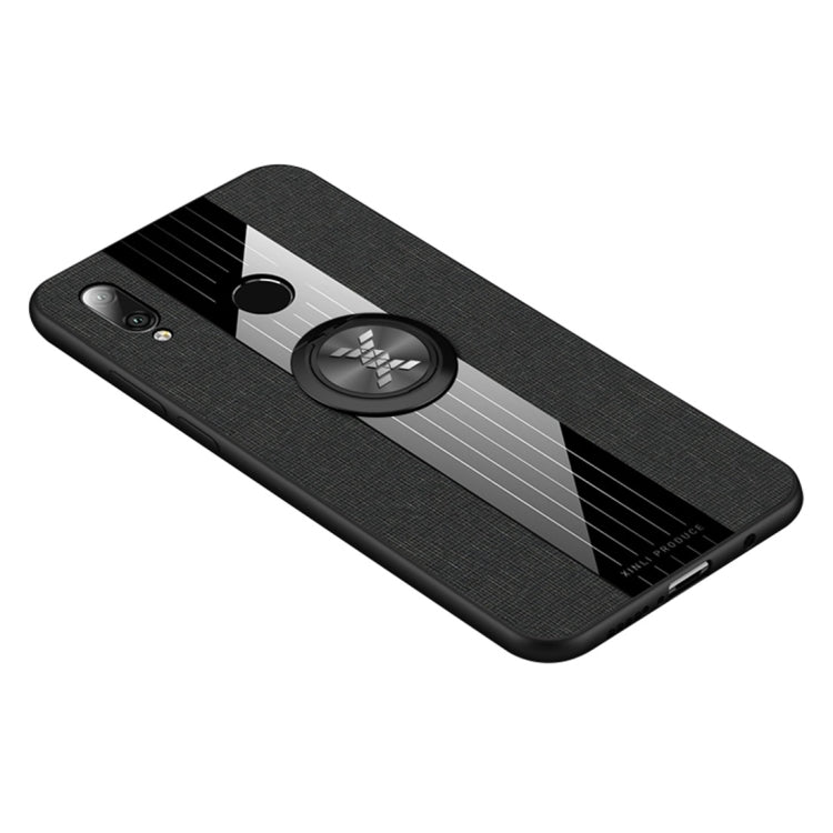 For Huawei P20 lite XINLI Stitching Cloth Textue Shockproof TPU Protective Case with Ring Holder