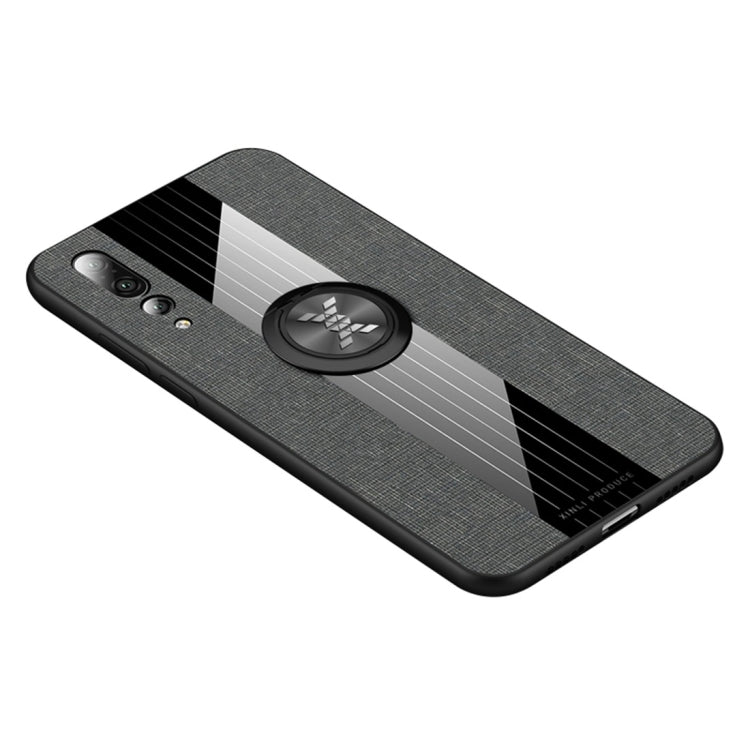For Huawei P20 Pro XINLI Stitching Cloth Textue Shockproof TPU Protective Case with Ring Holder