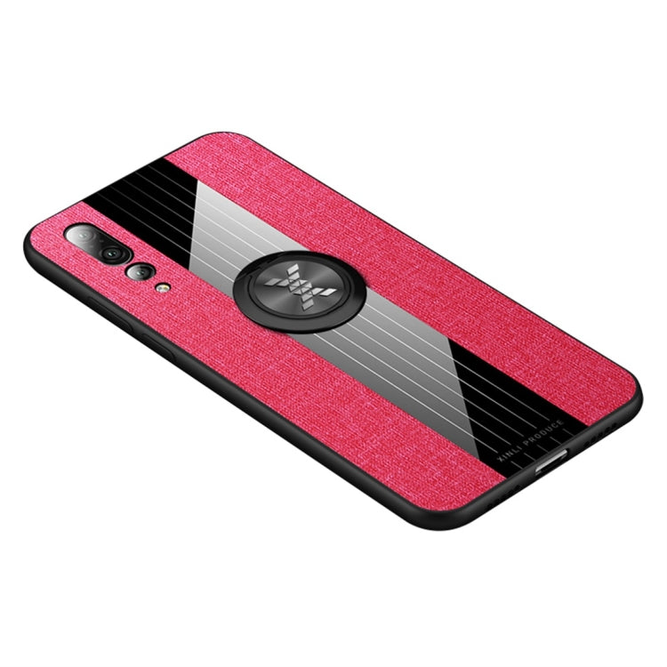 For Huawei P20 Pro XINLI Stitching Cloth Textue Shockproof TPU Protective Case with Ring Holder