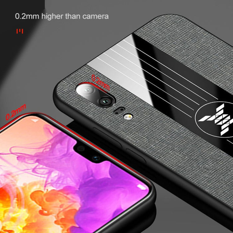 For Huawei P20 Pro XINLI Stitching Cloth Textue Shockproof TPU Protective Case with Ring Holder