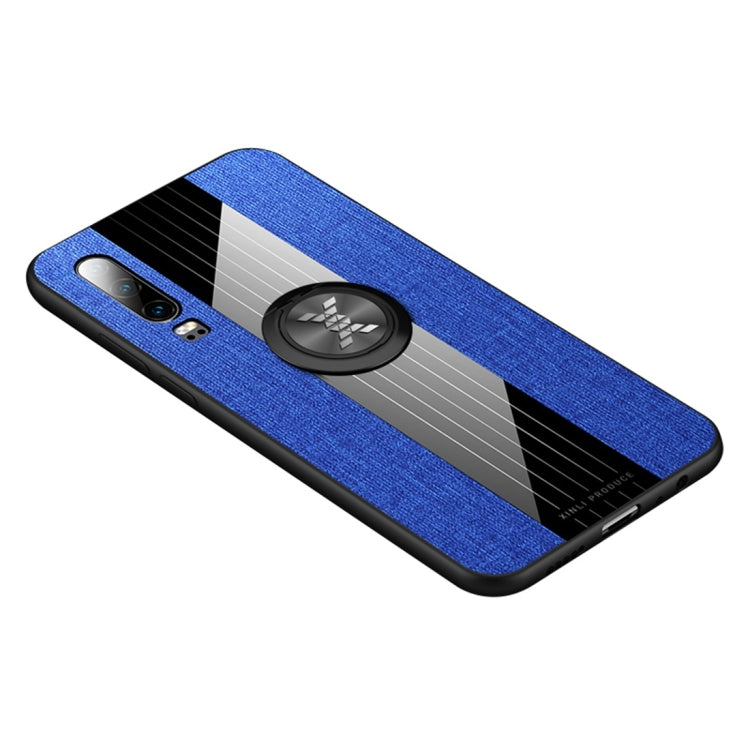 For Huawei P30 XINLI Stitching Cloth Textue Shockproof TPU Protective Case with Ring Holder