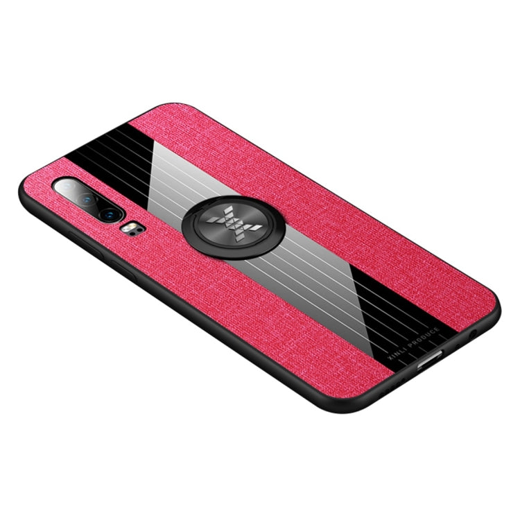 For Huawei P30 XINLI Stitching Cloth Textue Shockproof TPU Protective Case with Ring Holder