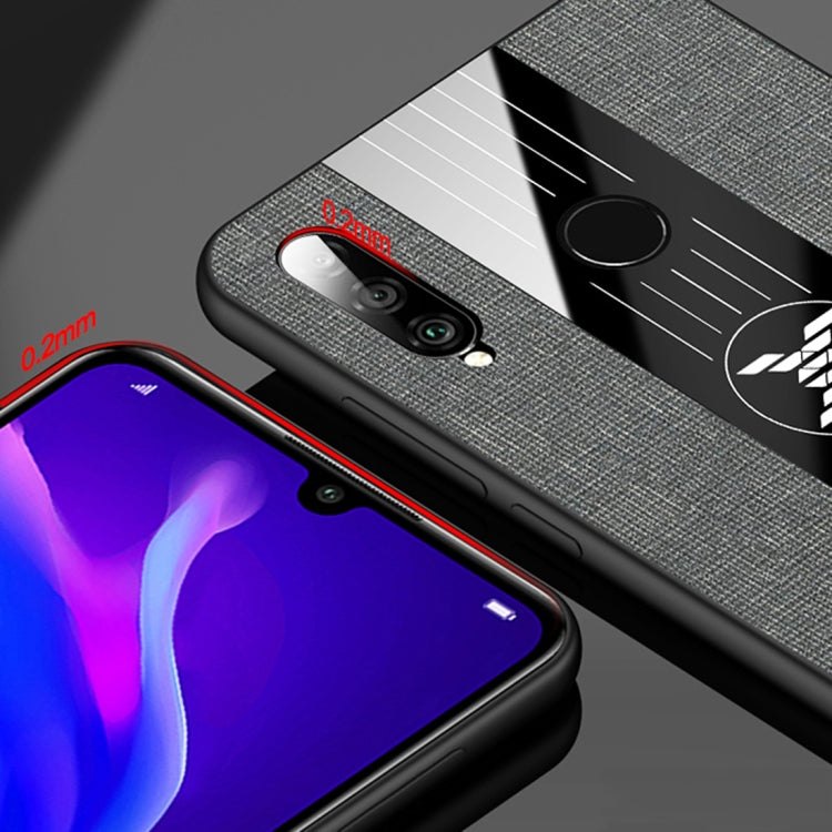 For Huawei P30 Lite XINLI Stitching Cloth Textue Shockproof TPU Protective Case with Ring Holder