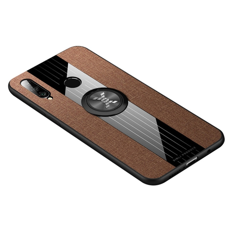For Huawei P30 Lite XINLI Stitching Cloth Textue Shockproof TPU Protective Case with Ring Holder