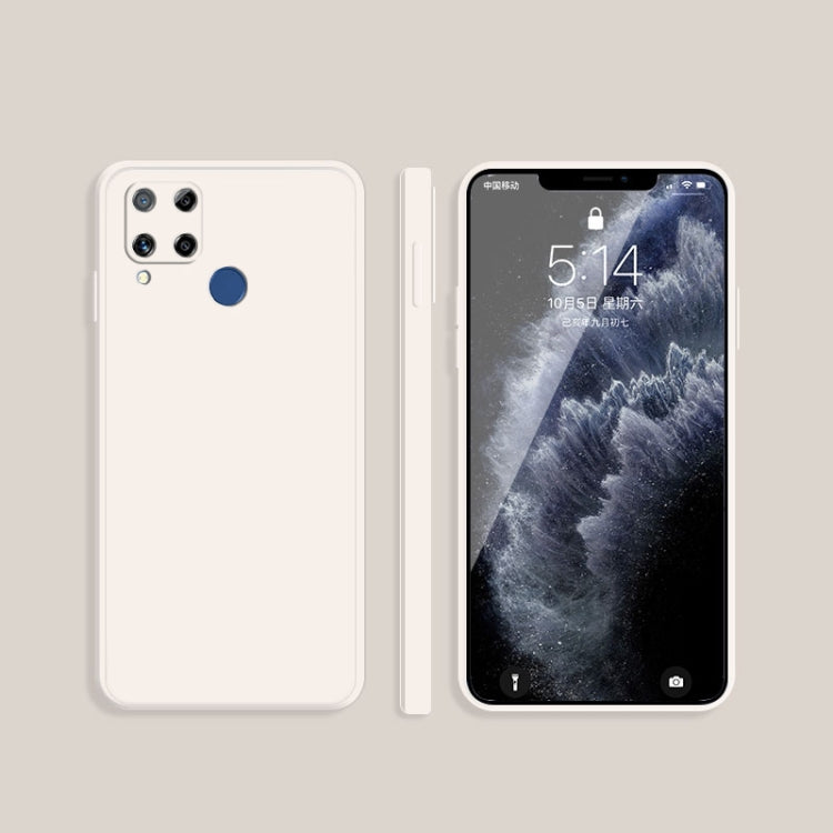 For OPPO Realme C15 / C12 Solid Color Imitation Liquid Silicone Straight Edge Dropproof Full Coverage Protective Case