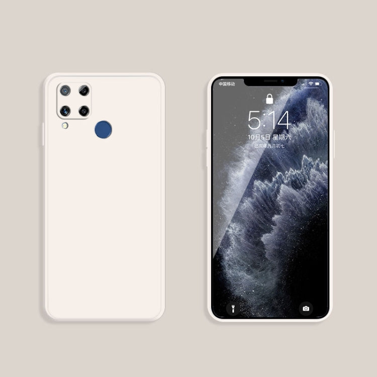 For OPPO Realme C15 / C12 Solid Color Imitation Liquid Silicone Straight Edge Dropproof Full Coverage Protective Case