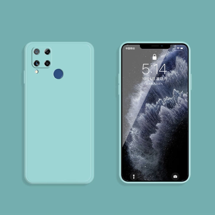 For OPPO Realme C15 / C12 Solid Color Imitation Liquid Silicone Straight Edge Dropproof Full Coverage Protective Case