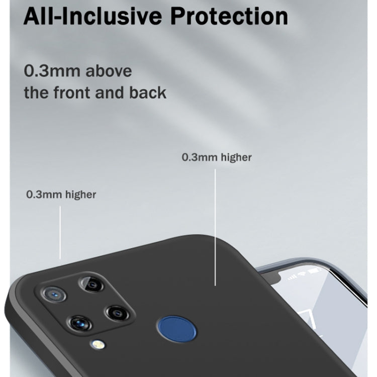 For OPPO Realme C15 / C12 Solid Color Imitation Liquid Silicone Straight Edge Dropproof Full Coverage Protective Case