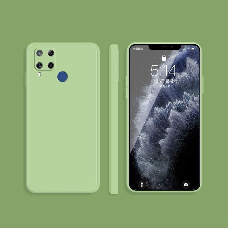 For OPPO Realme C15 / C12 Solid Color Imitation Liquid Silicone Straight Edge Dropproof Full Coverage Protective Case