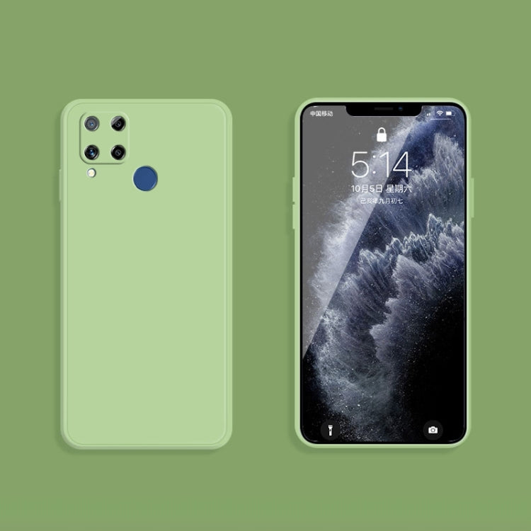 For OPPO Realme C15 / C12 Solid Color Imitation Liquid Silicone Straight Edge Dropproof Full Coverage Protective Case