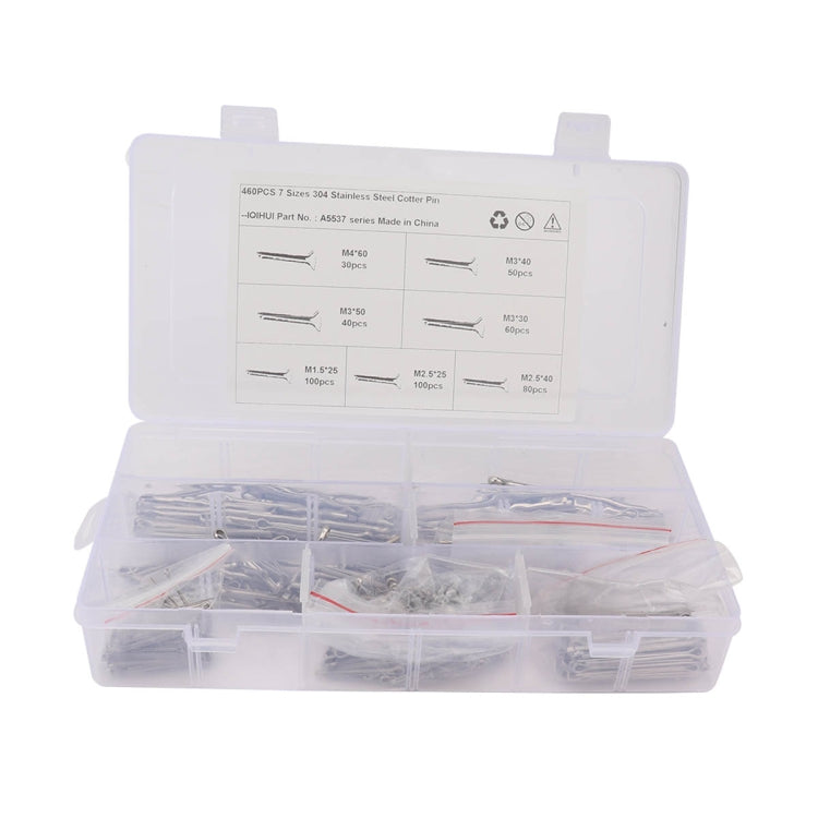 A5537 460 PCS Car U-shape 304 Stainless Steel Cotter Pin Clip Key Fastner Fitting Assortment Kit