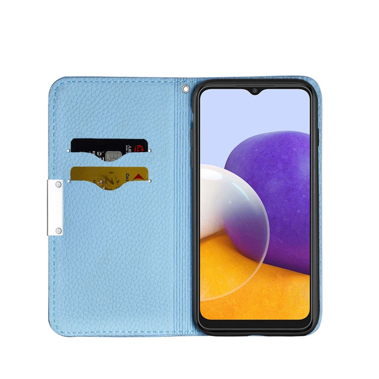 For Samsung Galaxy A22 5G Litchi Texture Horizontal Flip Leather Case with Holder & Card Slots