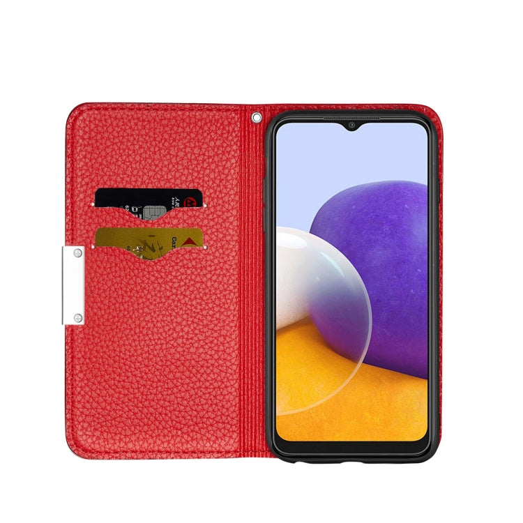 For Samsung Galaxy A22 5G Litchi Texture Horizontal Flip Leather Case with Holder & Card Slots