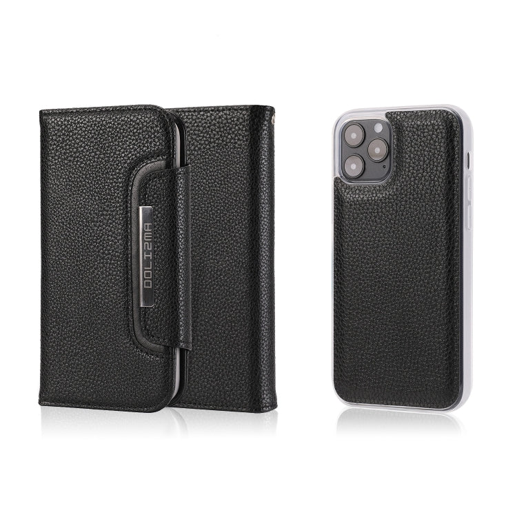 For iPhone 12 / 12 Pro Litchi Texture Horizontal Flip Buckle Detachable Magnetic PU Leather Case with Card Slots & Wallet & Photo Frame