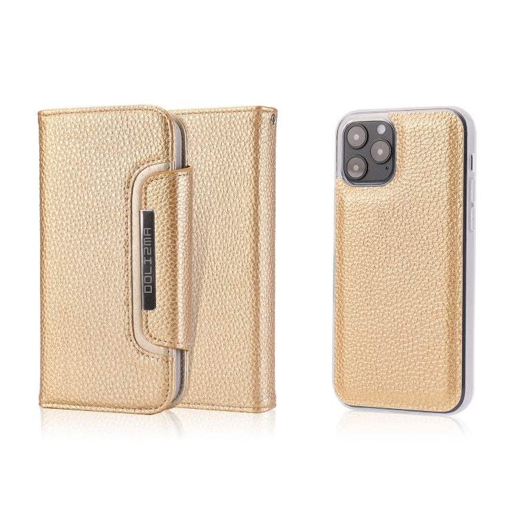 For iPhone 12 / 12 Pro Litchi Texture Horizontal Flip Buckle Detachable Magnetic PU Leather Case with Card Slots & Wallet & Photo Frame