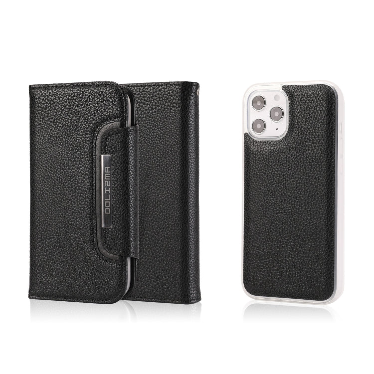 For iPhone 12 Pro Max Litchi Texture Horizontal Flip Buckle Detachable Magnetic PU Leather Case with Card Slots & Wallet & Photo Frame