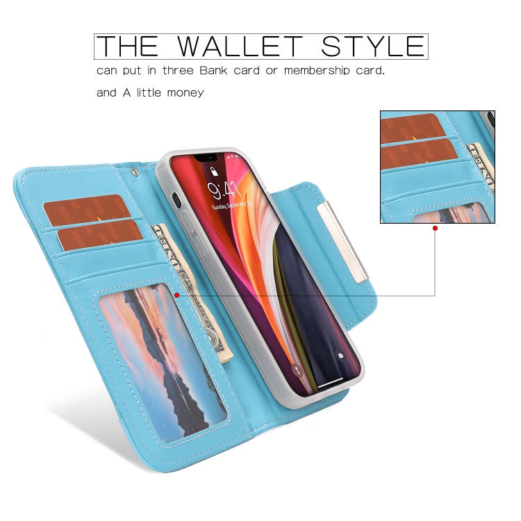 For iPhone 12 Pro Max Litchi Texture Horizontal Flip Buckle Detachable Magnetic PU Leather Case with Card Slots & Wallet & Photo Frame