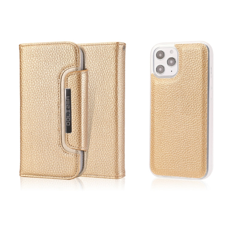For iPhone 12 Pro Max Litchi Texture Horizontal Flip Buckle Detachable Magnetic PU Leather Case with Card Slots & Wallet & Photo Frame
