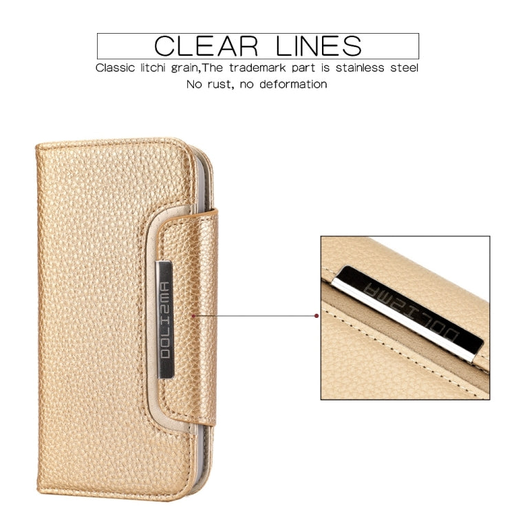 For iPhone 12 Pro Max Litchi Texture Horizontal Flip Buckle Detachable Magnetic PU Leather Case with Card Slots & Wallet & Photo Frame