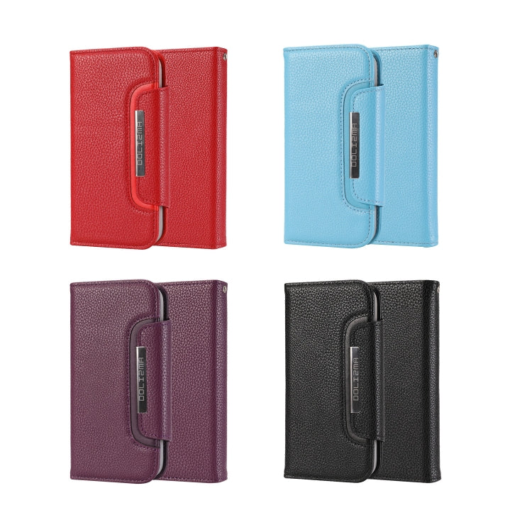 For iPhone 12 Pro Max Litchi Texture Horizontal Flip Buckle Detachable Magnetic PU Leather Case with Card Slots & Wallet & Photo Frame