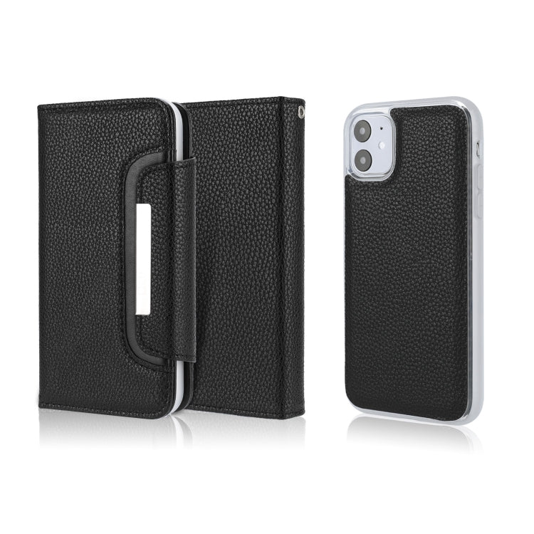 For iPhone 11 Litchi Texture Horizontal Flip Buckle Detachable Magnetic PU Leather Case with Card Slots & Wallet & Photo Frame