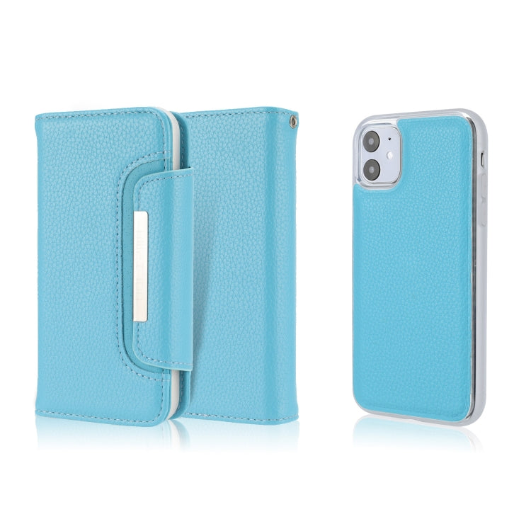 For iPhone 11 Litchi Texture Horizontal Flip Buckle Detachable Magnetic PU Leather Case with Card Slots & Wallet & Photo Frame