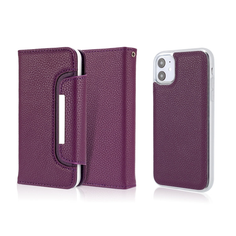 For iPhone 11 Litchi Texture Horizontal Flip Buckle Detachable Magnetic PU Leather Case with Card Slots & Wallet & Photo Frame