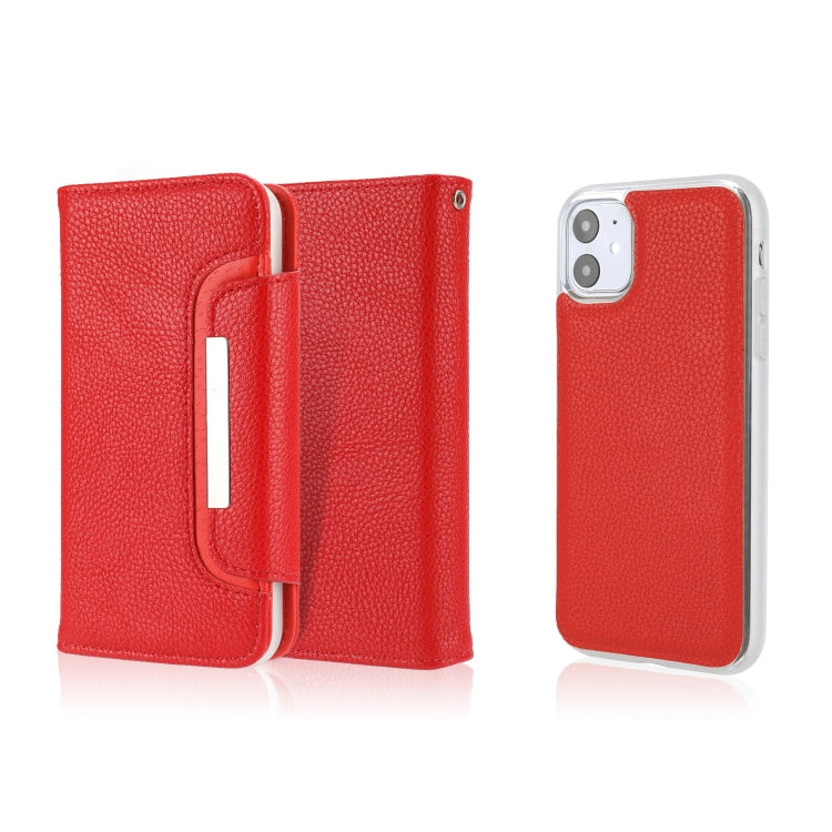 For iPhone 11 Litchi Texture Horizontal Flip Buckle Detachable Magnetic PU Leather Case with Card Slots & Wallet & Photo Frame