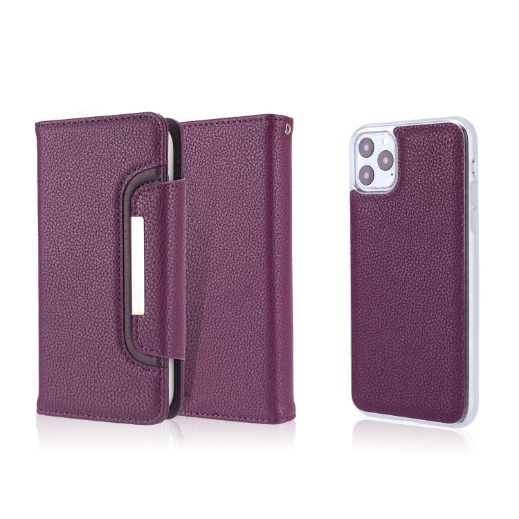 For iPhone 11 Pro Litchi Texture Horizontal Flip Buckle Detachable Magnetic PU Leather Case with Card Slots & Wallet & Photo Frame