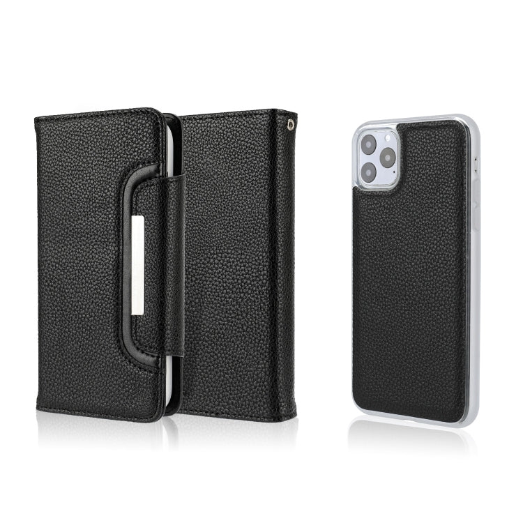 For iPhone 11 Pro Max Litchi Texture Horizontal Flip Buckle Detachable Magnetic PU Leather Case with Card Slots & Wallet & Photo Frame