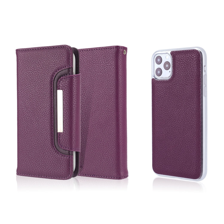 For iPhone 11 Pro Max Litchi Texture Horizontal Flip Buckle Detachable Magnetic PU Leather Case with Card Slots & Wallet & Photo Frame