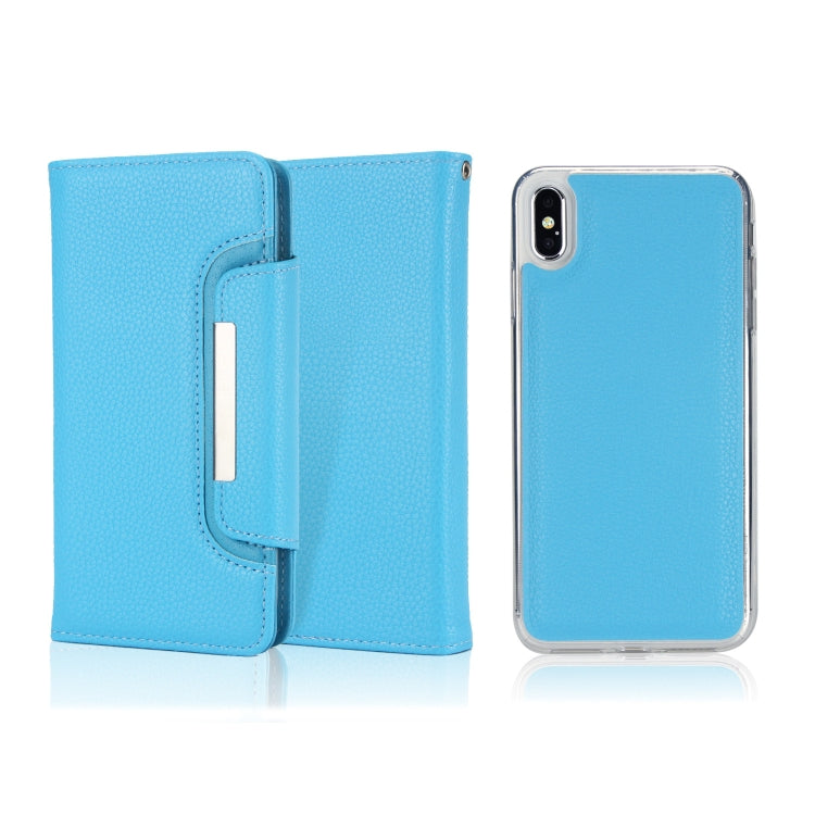 For iPhone X / XS Litchi Texture Horizontal Flip Buckle Detachable Magnetic PU Leather Case with Card Slots & Wallet & Photo Frame