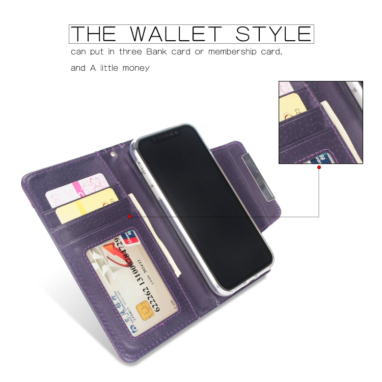 For iPhone X / XS Litchi Texture Horizontal Flip Buckle Detachable Magnetic PU Leather Case with Card Slots & Wallet & Photo Frame