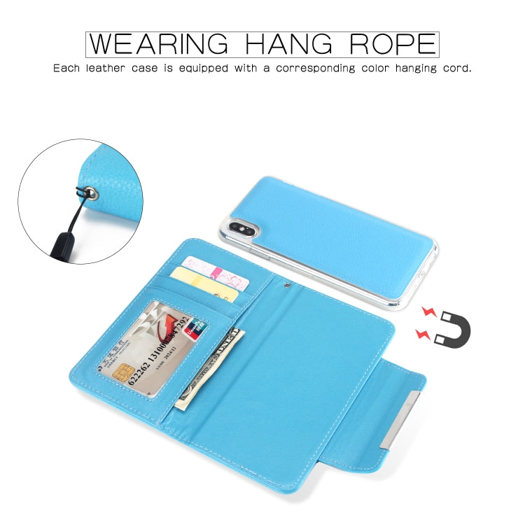 For iPhone XR Litchi Texture Horizontal Flip Buckle Detachable Magnetic PU Leather Case with Card Slots & Wallet & Photo Frame