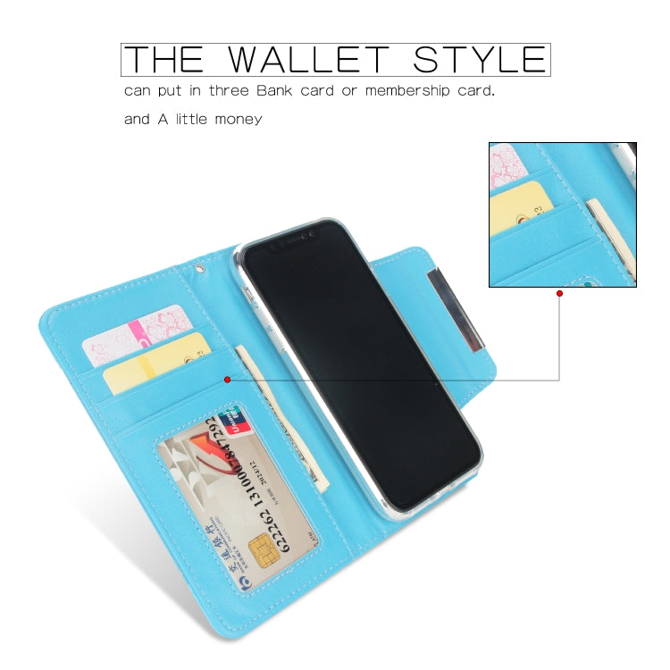 For iPhone XS Max Litchi Texture Horizontal Flip Buckle Detachable Magnetic PU Leather Case with Card Slots & Wallet & Photo Frame